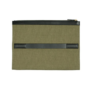 Palma portfolio in olive green canvas and black vegetable-tanned leather