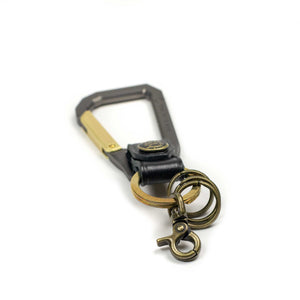 Carabiner key ring in black leather (restock)