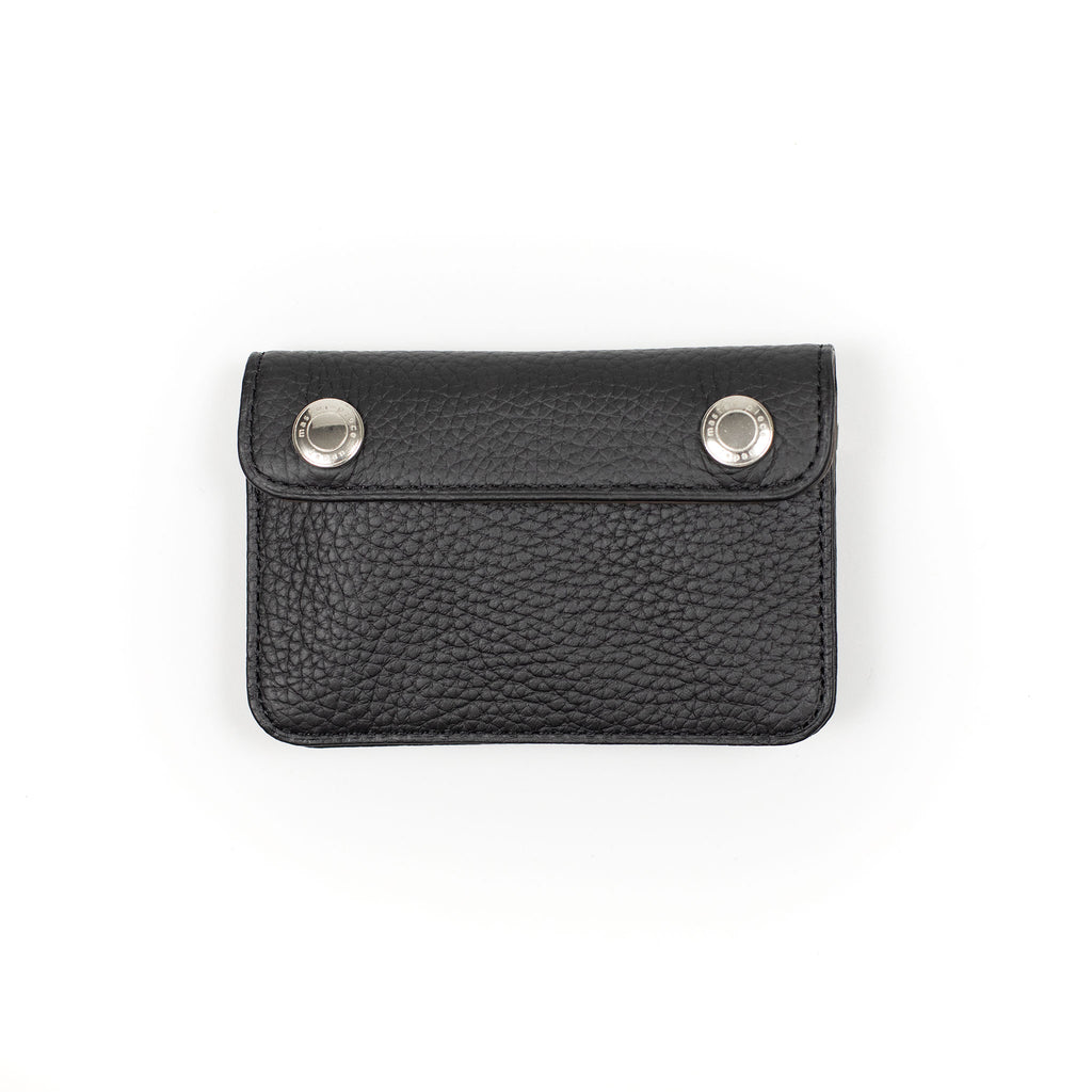 Master-Piece SS26 Cast compact wallet in black and taupe pebbled ...