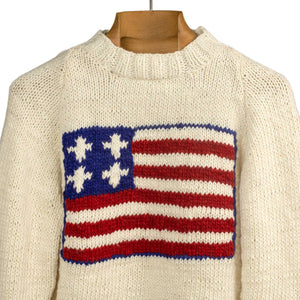 Monitaly FW24 Chamula hand-knit Flag crewneck sweater in Ivory