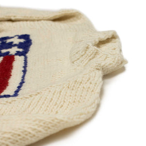 Chamula hand-knit Flag crewneck sweater in Ivory wool (restock)