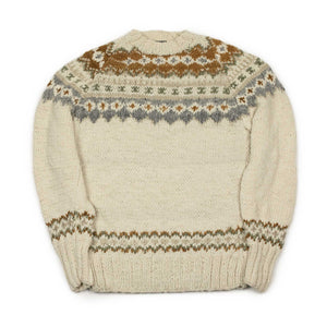 Monitaly FW24 Chamula hand-knit Fair Isle crewneck sweater in