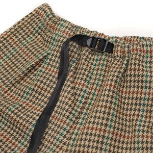 Belted easy shorts in deadstock heavy cotton houndstooth
