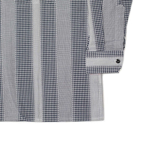 Long sleeve 50s Milano relaxed shirt in Gingham Stripe cotton