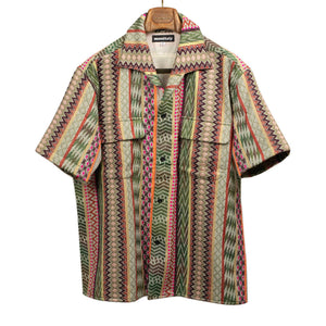 Short sleeve 50s Milano relaxed shirt in mult-colored jacquard cotton/acrylic