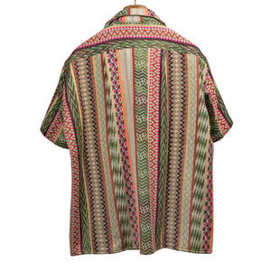 Short sleeve 50s Milano relaxed shirt in mult-colored jacquard cotton/acrylic