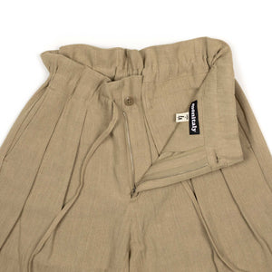 Relaxed drawstring pants in khaki linen