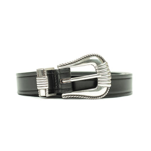One-inch extended Western belt in black leather (restock)