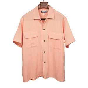 Short sleeve 50s Milano relaxed shirt in Peach tropical cotton