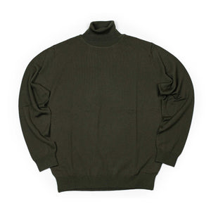 Mooncastle FW25 Lightweight turtleneck sweater in dark olive green