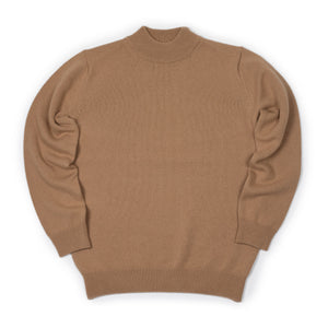Mooncastle FW25 Mockneck sweater in camel color wool, cashmere