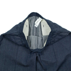 Pintuck easy pants in indigo hand-woven cotton denim