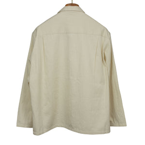 Shirt jacket in ecru hand-woven cotton denim