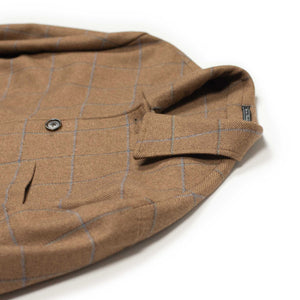 x Sartoria Carrara x Fox : chore jacket in deadstock Mocha wool flannel with brown and light blue windowpane [PRE-ORDER BALANCE]