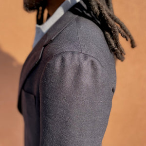 x Sartoria Carrara x Fox : jacket in Char-Navy sharkskin worsted wool (separates) [PRE-ORDER DEPOSIT]