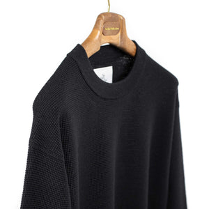 Okochi Meriyasu FW25 Crewneck sweater in black dry feel waffle