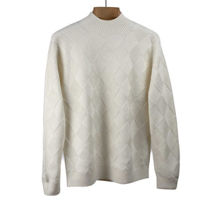 Okochi Meriyasu FW25 Mid-gauge basketweave mockneck sweater in raw