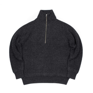 Okochi Meriyasu FW25 Quarter zip pullover in charcoal mix baby