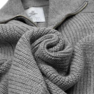 Okochi Meriyasu FW25 Quarter zip pullover in gray mix baby alpaca
