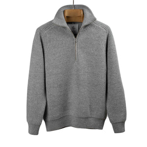 Okochi Meriyasu FW25 Quarter zip pullover in gray mix baby alpaca