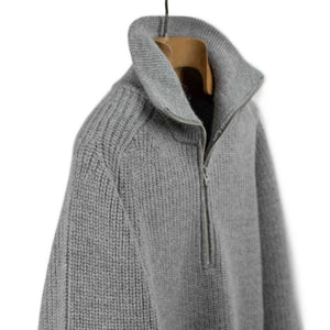Okochi Meriyasu FW25 Quarter zip pullover in gray mix baby alpaca