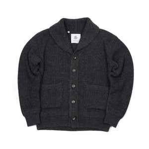 Okochi Meriyasu FW25 Shawl collar cardigan in charcoal mix