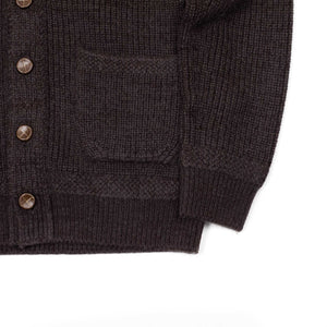 Okochi Meriyasu FW25 Shawl collar cardigan in dark brown mix