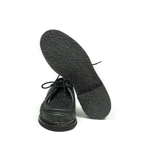 Michael Raphia tyrolean derbies in black raffia and leather piping