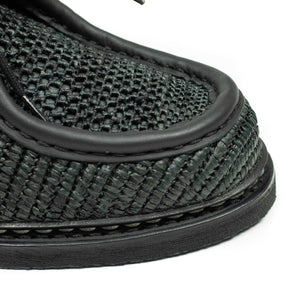 Michael Raphia tyrolean derbies in black raffia and leather piping