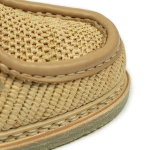 Michael Raphia tyrolean derbies in natural raffia and leather piping