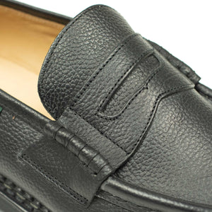 Reims piped seam loafers in black scotch grain leather (restock)