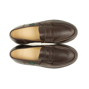 Reims piped seam loafers in Cafe Lisse dark brown leather