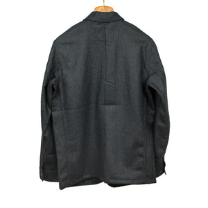 Labura chore coat  in navy herringbone brushed wool