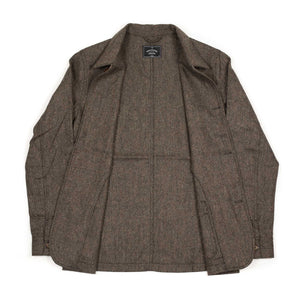Labura chore coat in brown and black herringbone brushed wool