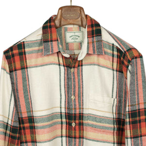 Nords shirt in cream, rust, green and yellow plaid cotton heavyweight flannel