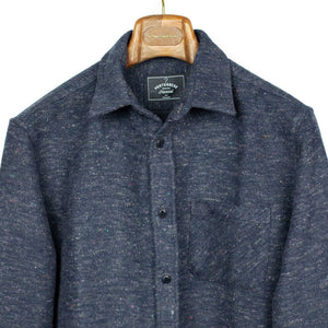 Soft Rude shirt in blue donegal heavyweight cotton hopsack