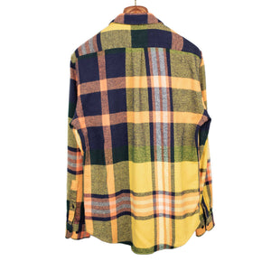 Tirol shirt in yellow, navy and orange plaid heavyweight cotton flannel