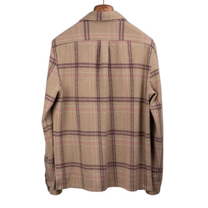 Portuguese Flannel FW25 Carter popover shirt in beige and mauve