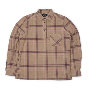 Portuguese Flannel FW25 Carter popover shirt in beige and mauve
