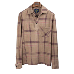 Portuguese Flannel FW25 Carter popover shirt in beige and mauve