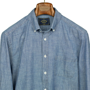 Long sleeve shirt in blue cotton chambray