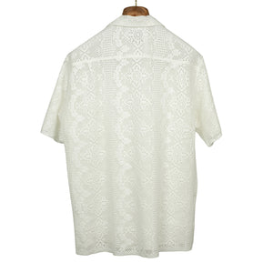 Grandma Knit camp collar shirt in laced cotton mix