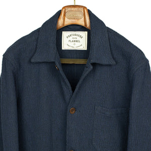 Labura Low Tide chore jacket in navy cotton blend jacquard