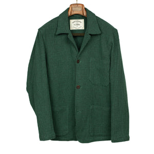 Labura Low Tide chore jacket in green cotton blend jacquard