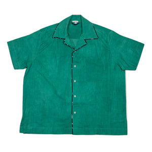 Ijebu piped shirt in hand-dyed ocean green cotton