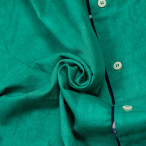 Ijebu piped shirt in hand-dyed ocean green cotton