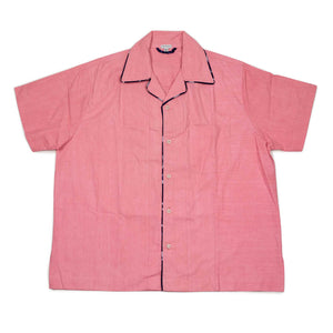 Ijebu piped shirt in hand-dyed salmon pink cotton