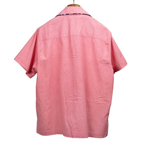 Ijebu piped shirt in hand-dyed salmon pink cotton