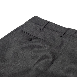 Mid-rise belt loop trousers in grey melange cavalry twill wool (restock)