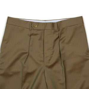 Exclusive Manhattan pleated high-rise wide trousers in tan wool Solaro
